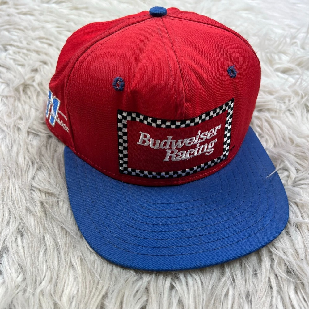 Vintage 90's Budweiser Racing Bill Elliott Snapback Baseball Hat Cap